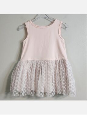 Pippa & Julie Girls Pink Tulle Polka Dotted Tunic Tank ~ EUC